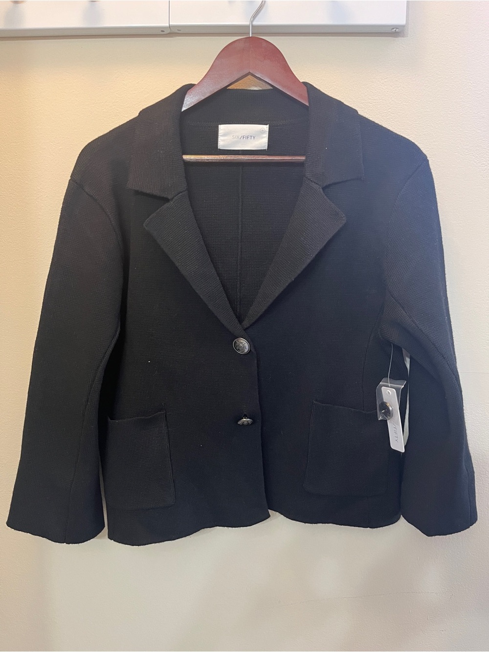 Black Knit Blazer Jacket - Women's